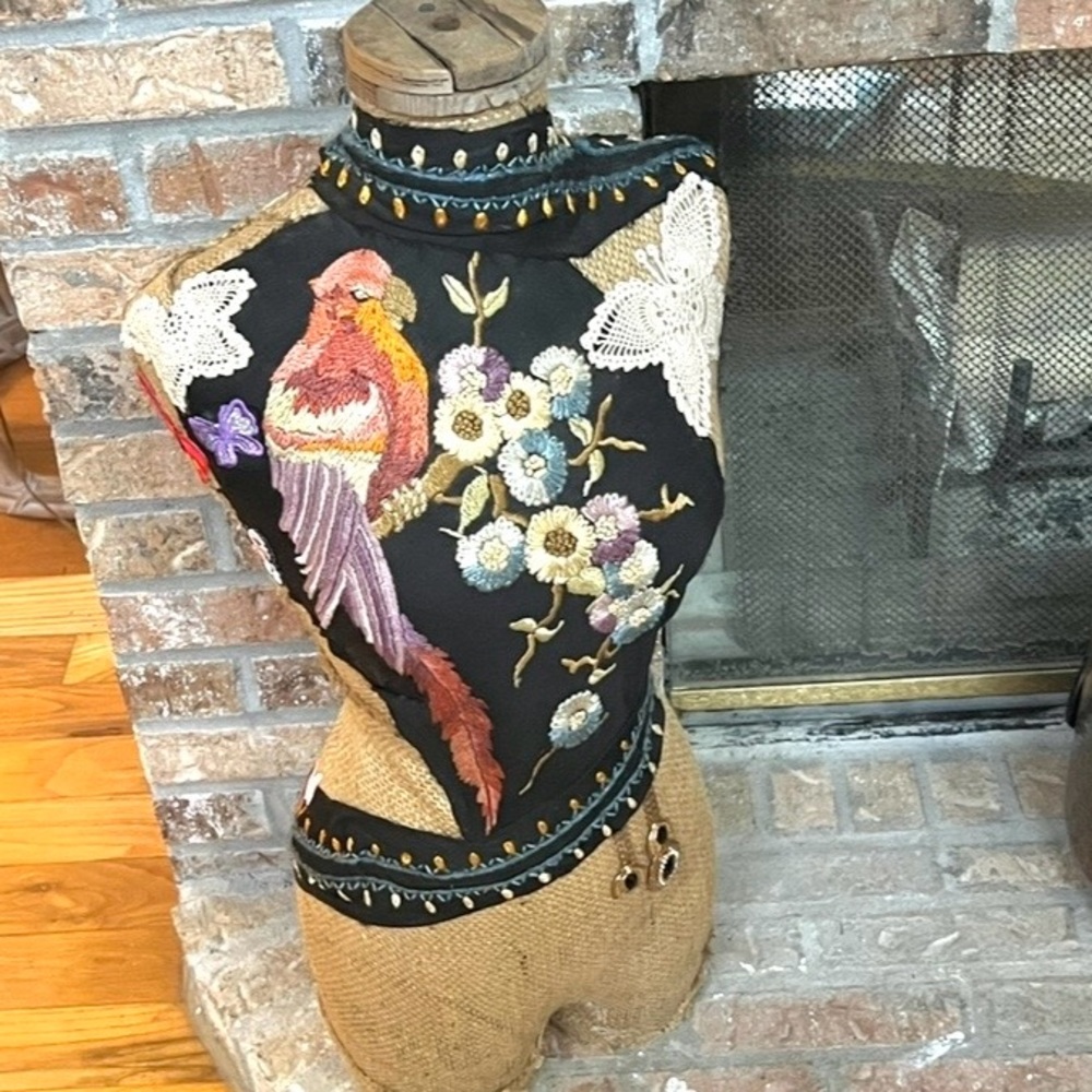 Primitive Wood-Handcrafted Victorian Mannequin Torso Mixed Art-Media Sculpture - Picture 3 of 10